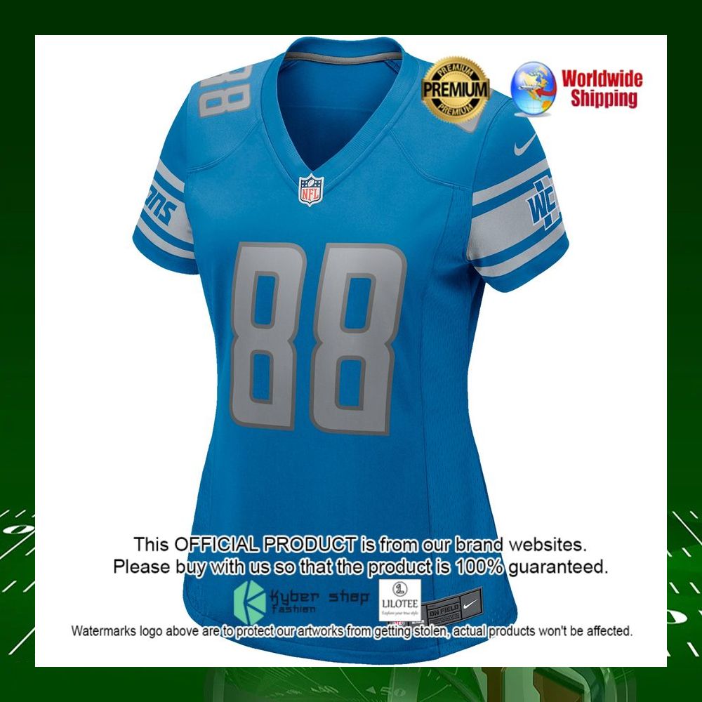 nfl charlie sanders detroit lions nike womens blue football jersey 2 335