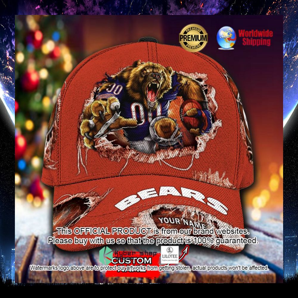 nfl chicago bears mascot custom name cap 1 243
