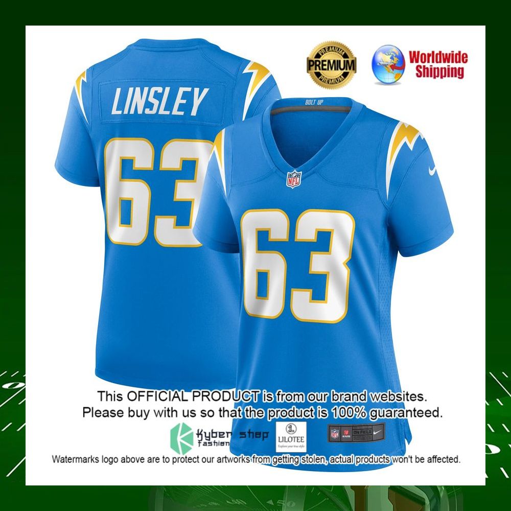 nfl corey linsley los angeles chargers nike womens powder blue football jersey 1 112