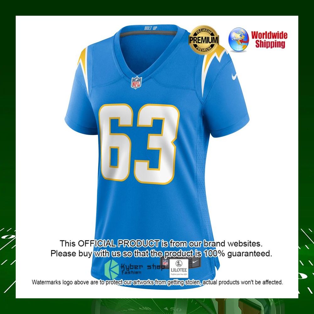 nfl corey linsley los angeles chargers nike womens powder blue football jersey 2 918