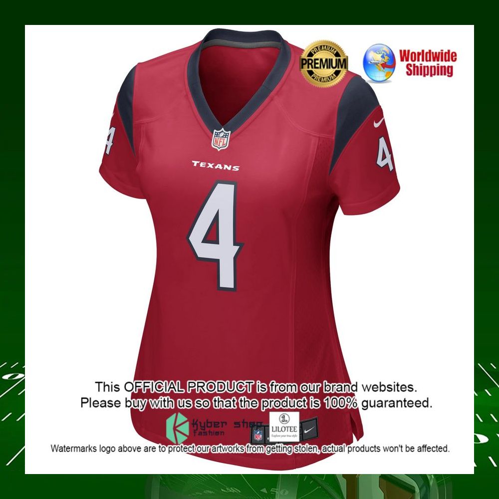 nfl deshaun watson houston texans nike womens team color red football jersey 2 818