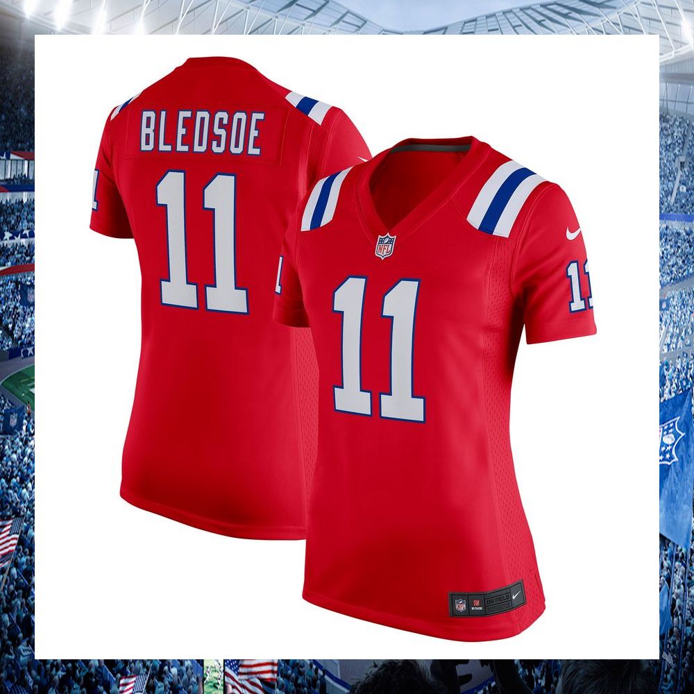 nfl drew bledsoe new england patriots nike womens retired red football jersey 1 993
