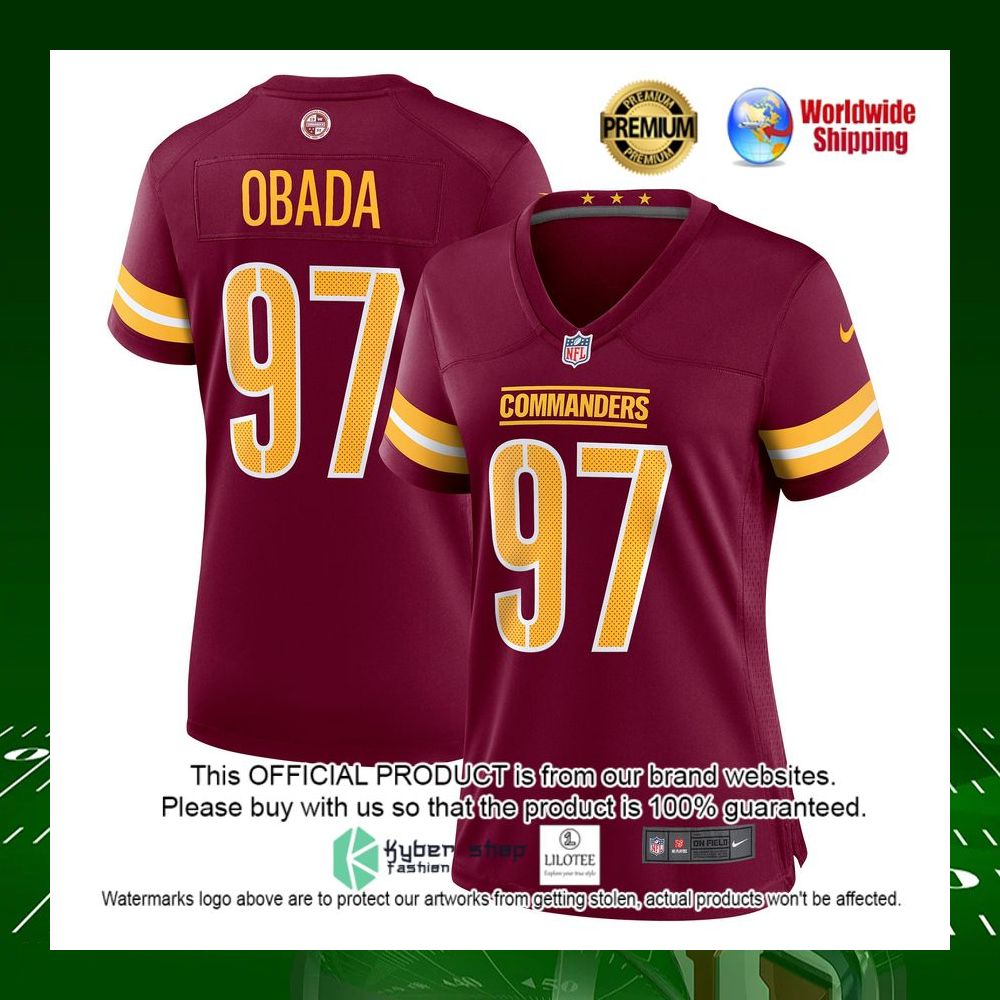 nfl efe obada washington commanders nike womens burgundy football jersey 1 962