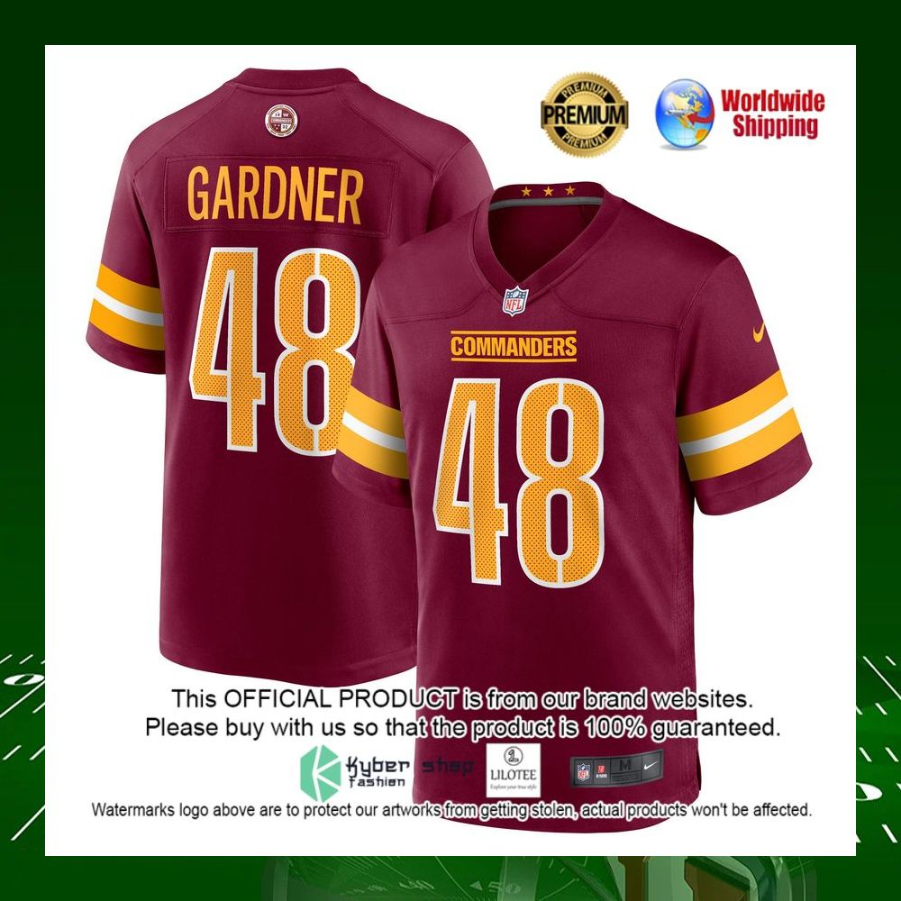 nfl ferrod gardner washington commanders nike burgundy football jersey 1 429