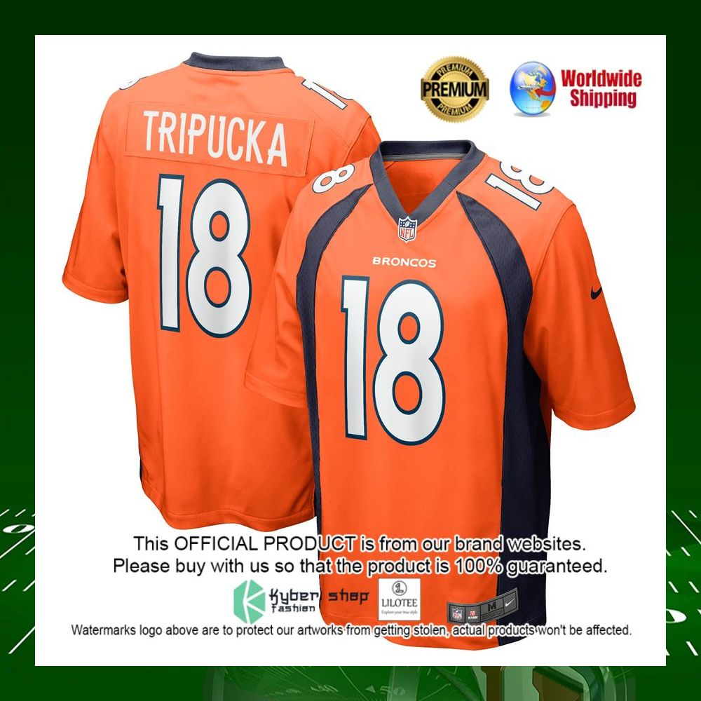 nfl frank tripucka denver broncos nike orange football jersey 1 663