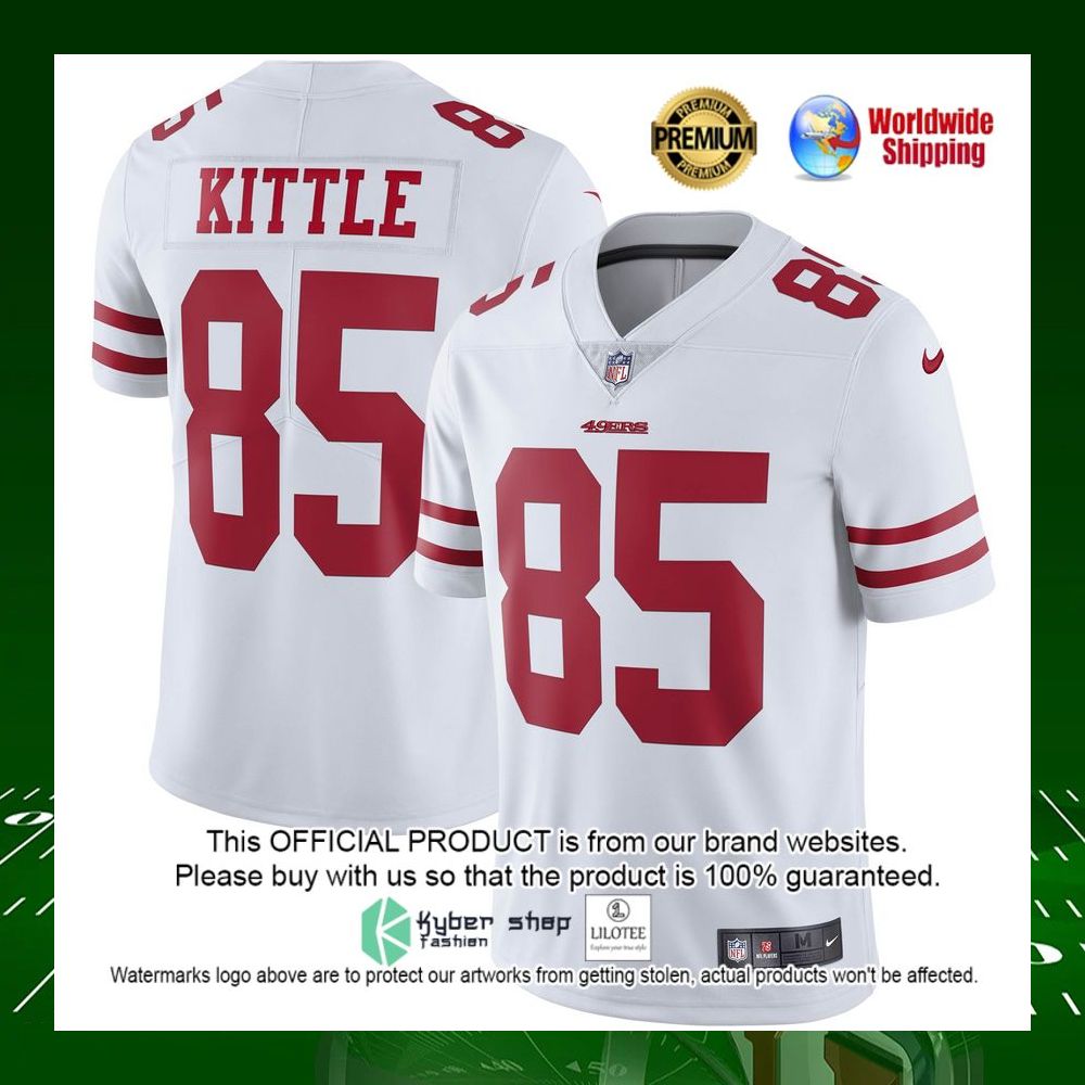 nfl george kittle san francisco 49ers nike vapor limited white football jersey 1 822