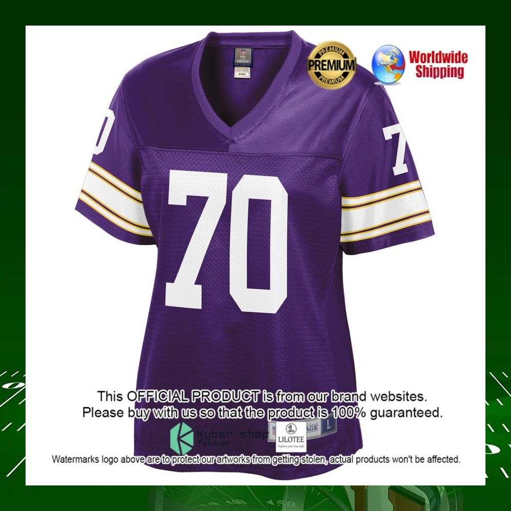 nfl jim marshall minnesota vikings pro line womens purple football jersey 2 549