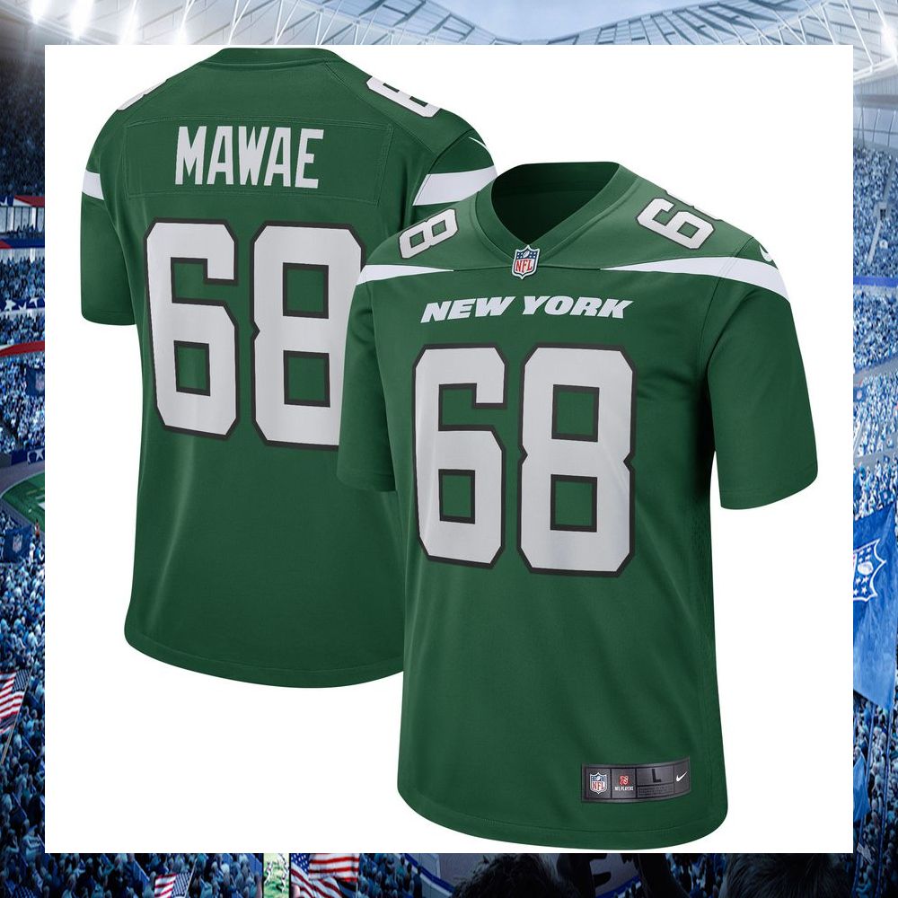 nfl kevin mawae new york jets nike football retired gotham green football jersey 1 545
