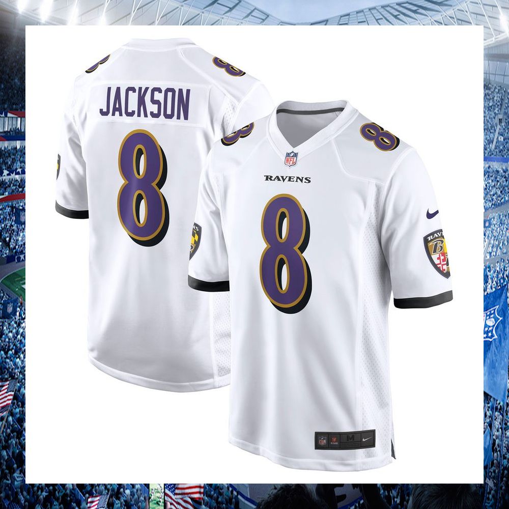 nfl lamar jackson baltimore ravens nike white football jersey 4 854