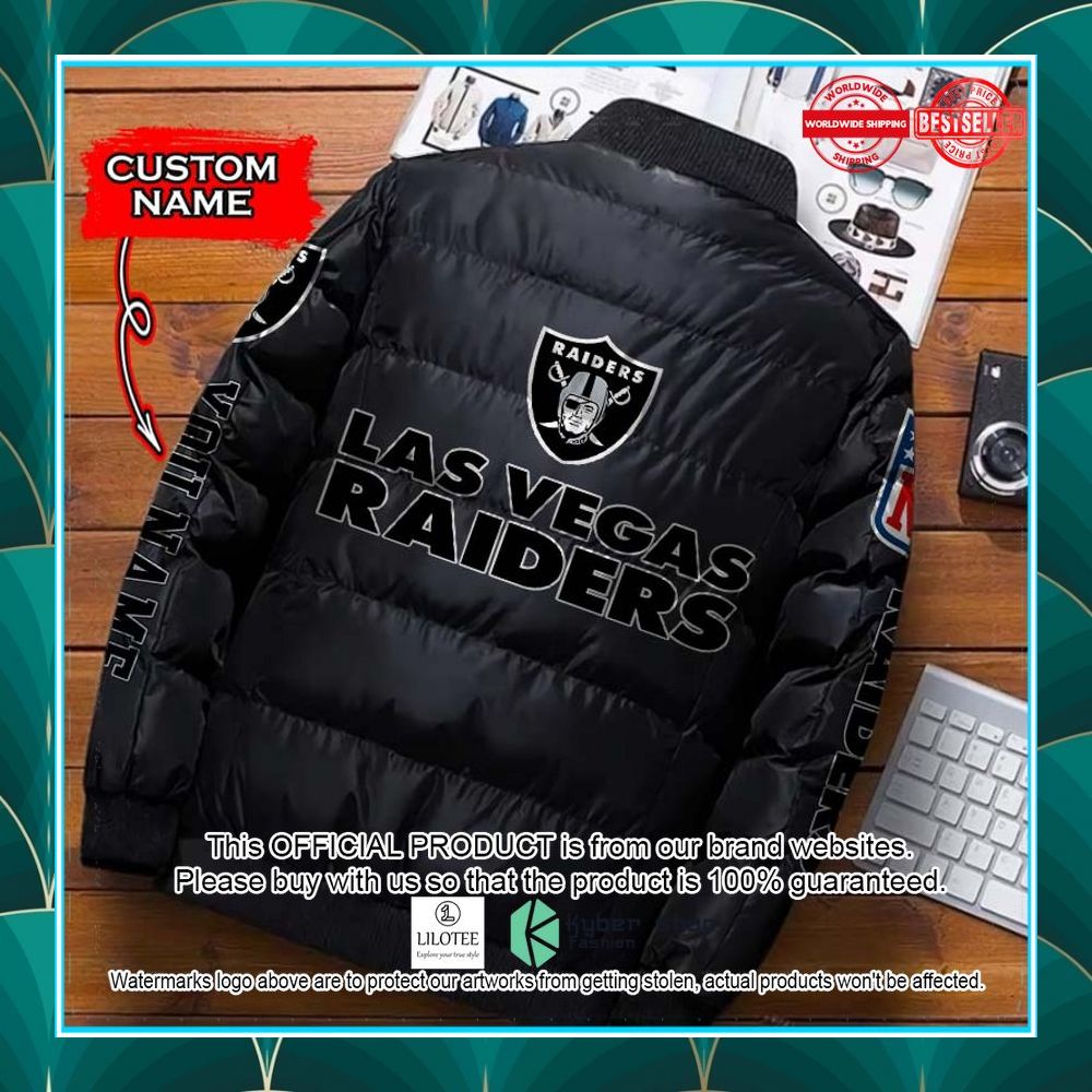 nfl las vegas raiders custom name puffer down jacket 2 761