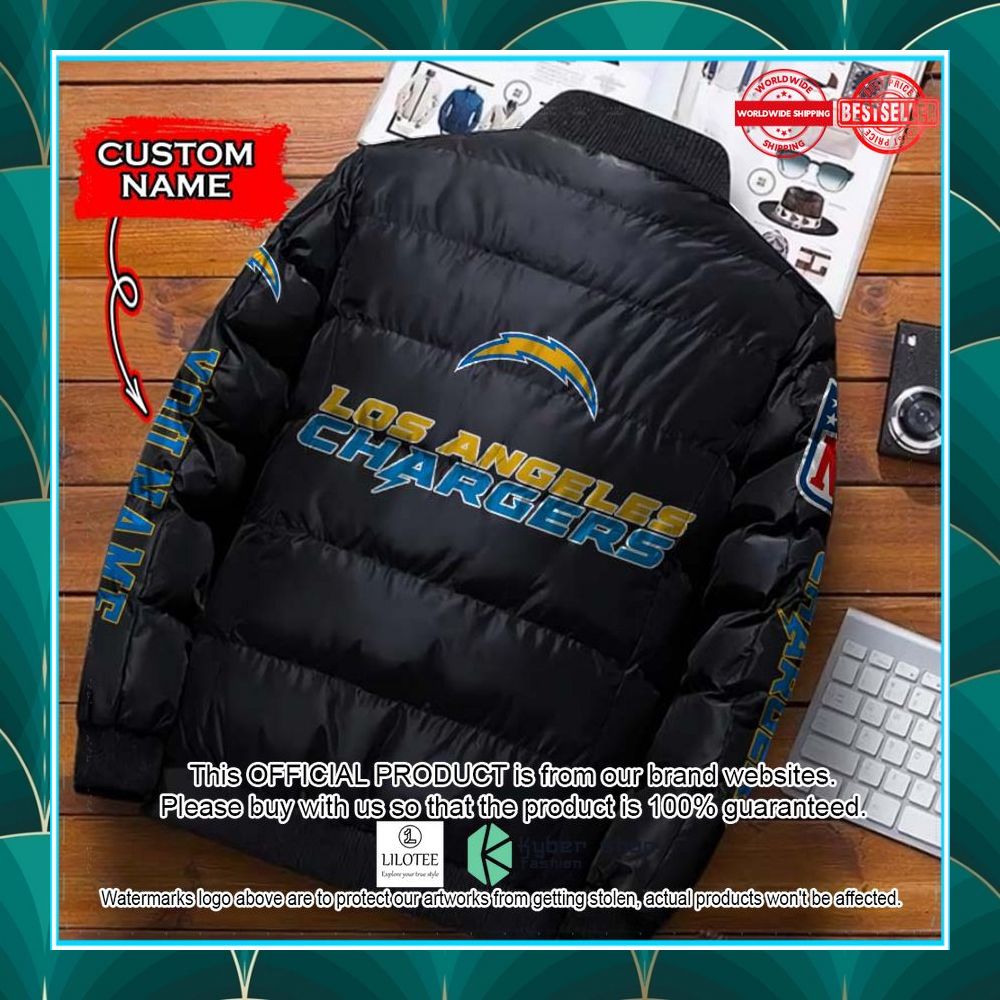nfl los angeles chargers custom name puffer down jacket 2 950