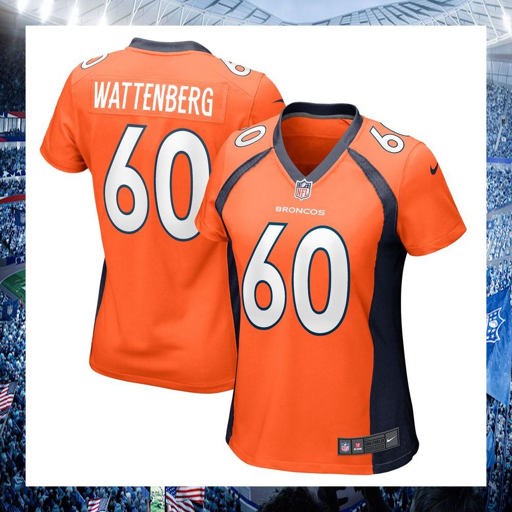 nfl luke wattenberg denver broncos nike womens orange football jersey 1 871
