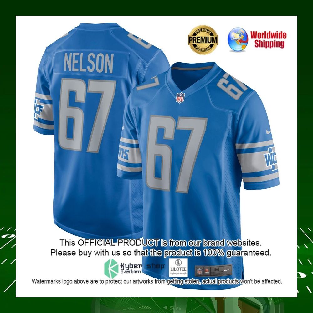 nfl matt nelson detroit lions nike blue football jersey 1 627