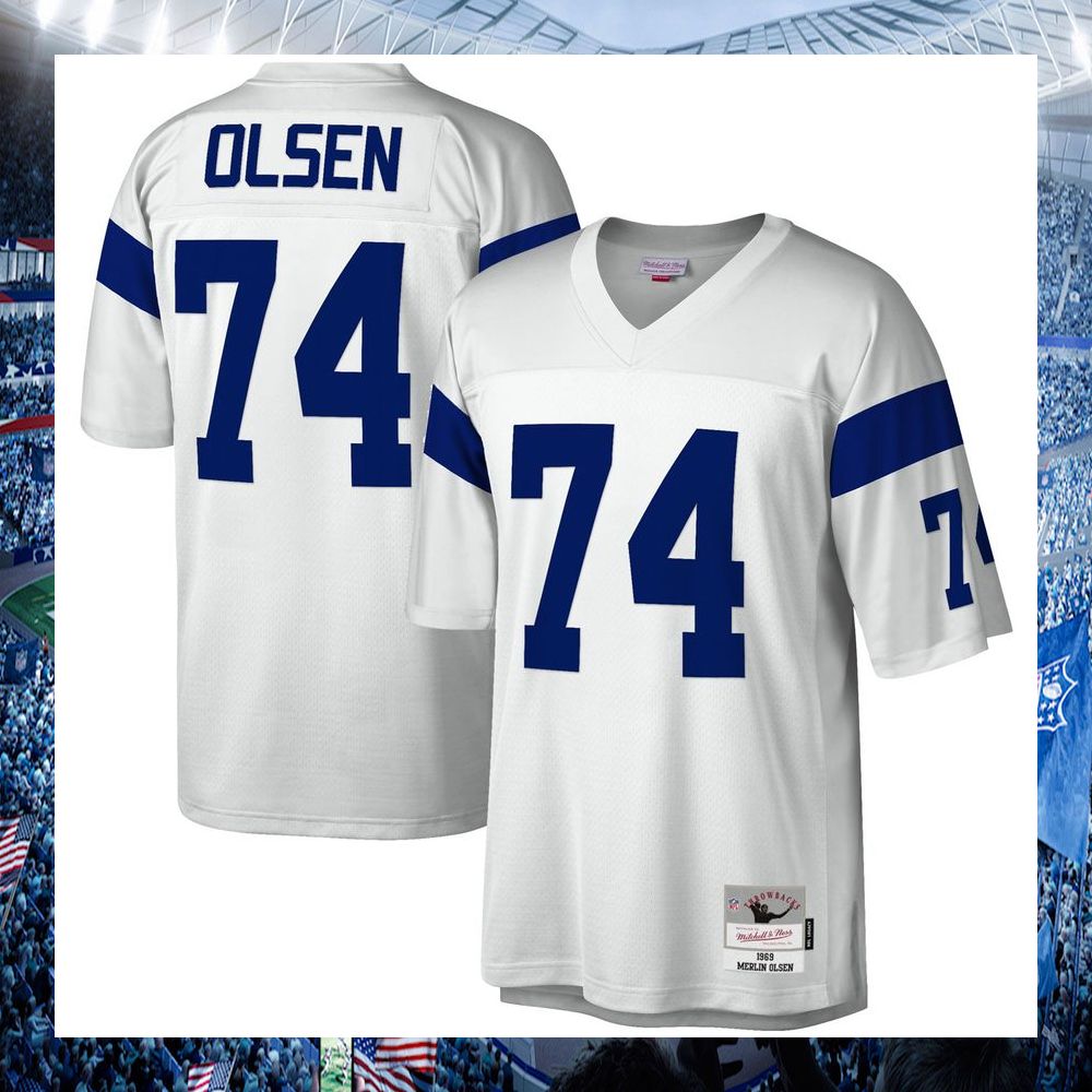 nfl merlin olsen los angeles rams mitchell ness 1969 legacy replica white football jersey 1 900