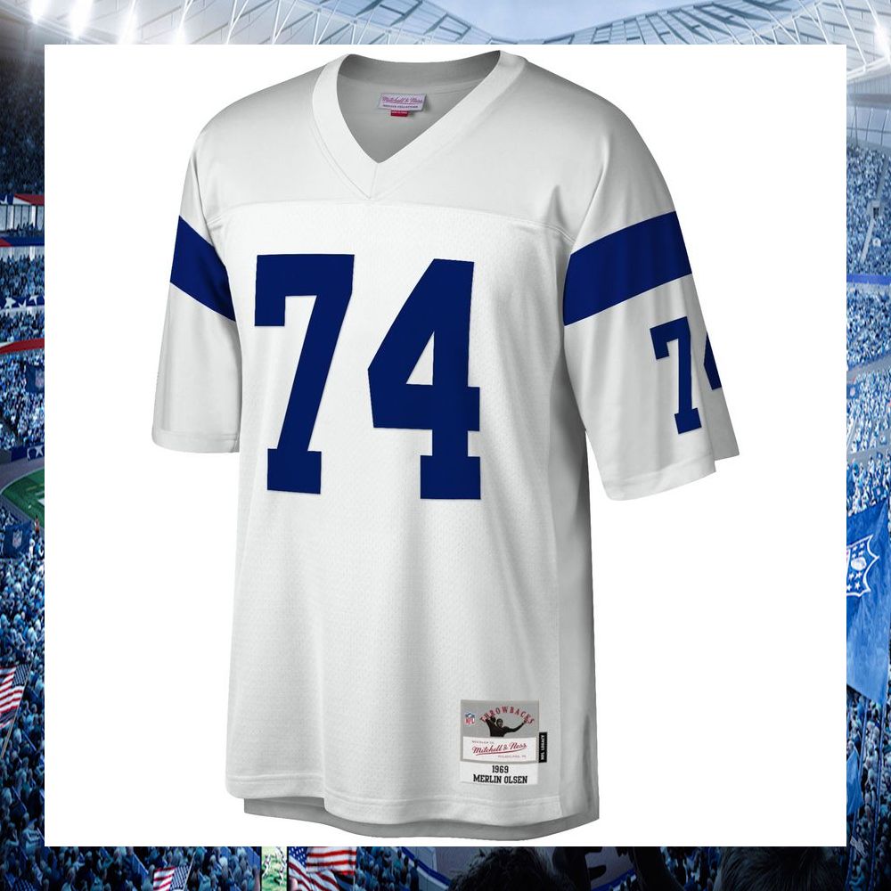 nfl merlin olsen los angeles rams mitchell ness 1969 legacy replica white football jersey 2 940