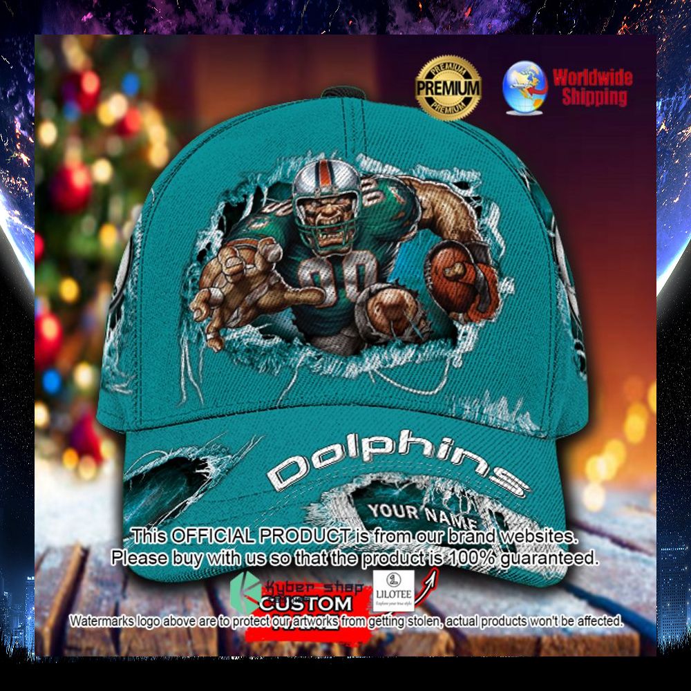 nfl miami dolphins mascot custom name cap 1 120