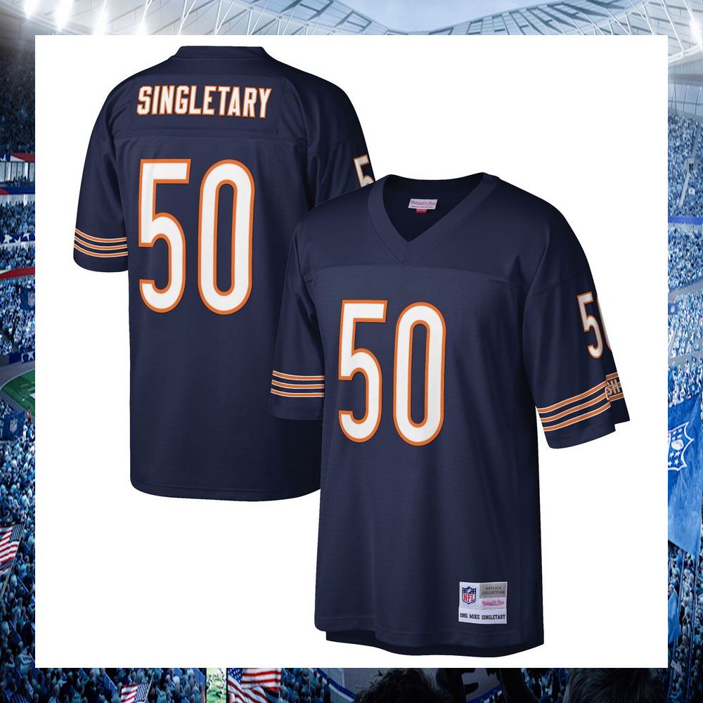 nfl mike singletary chicago bears mitchell ness retired legacy replica navy football jersey 1 696