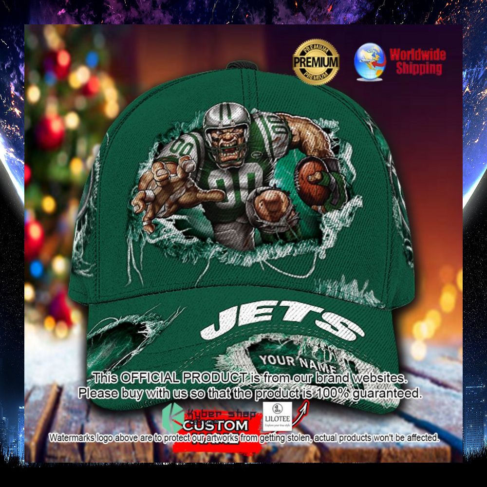 nfl new york jets mascot custom name cap 1 449