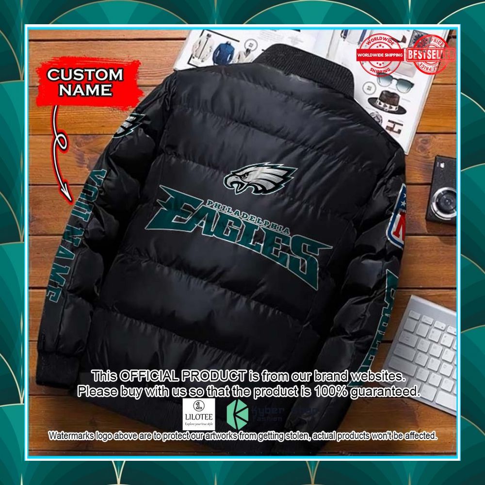 nfl philadelphia eagles custom name puffer down jacket 2 510