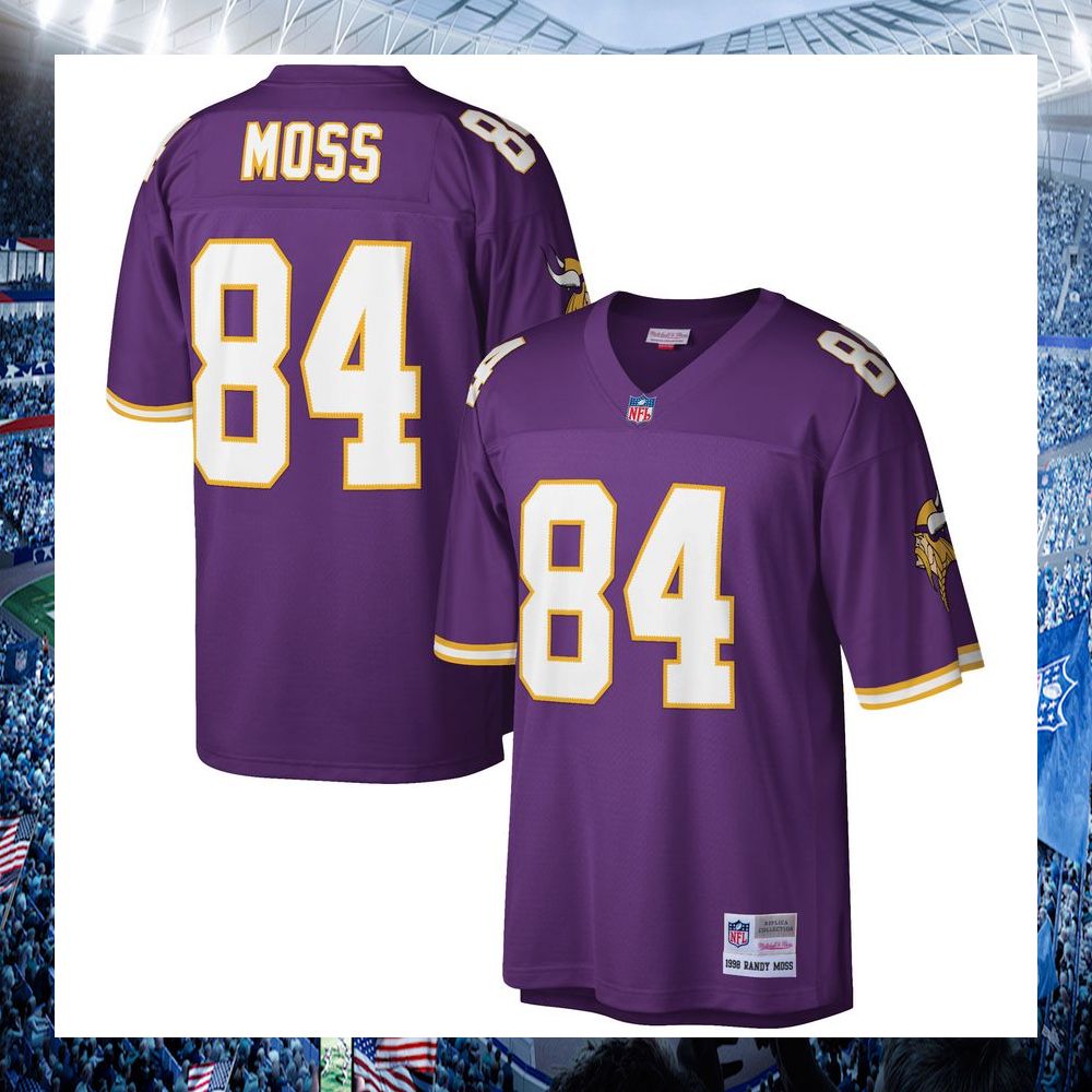 nfl randy moss minnesota vikings mitchell ness retired legacy replica purple football jersey 1 674