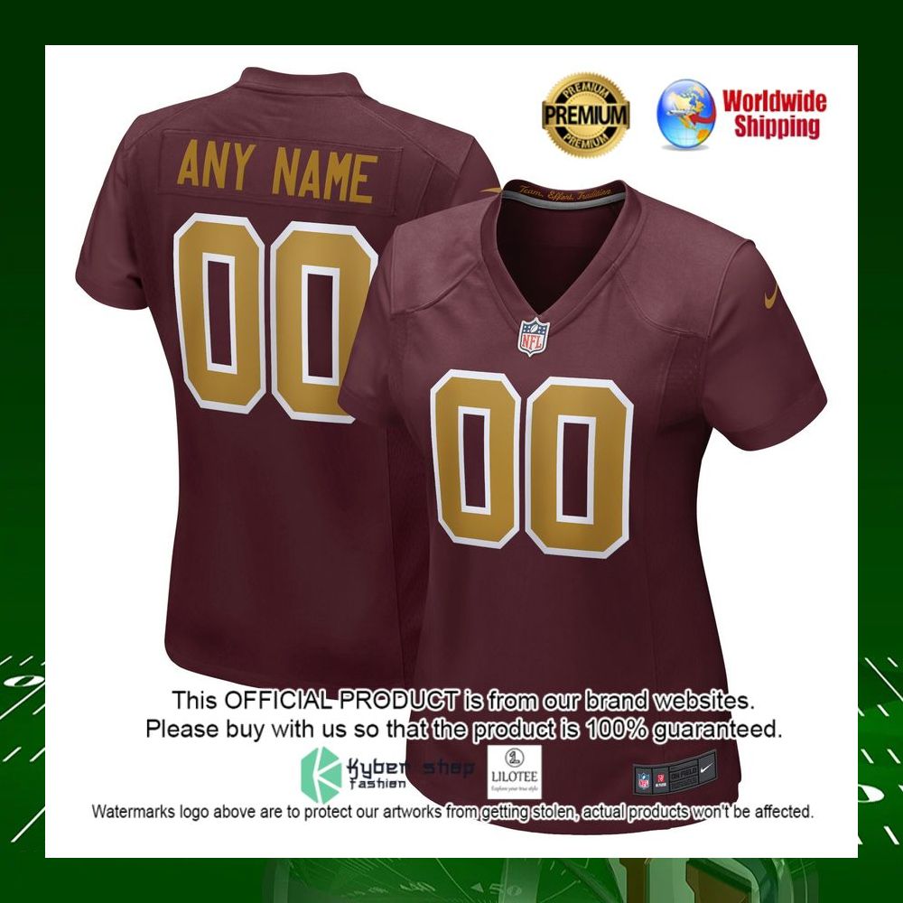 nfl washington football team nike womens alternate custom burgundy football jersey 1 296