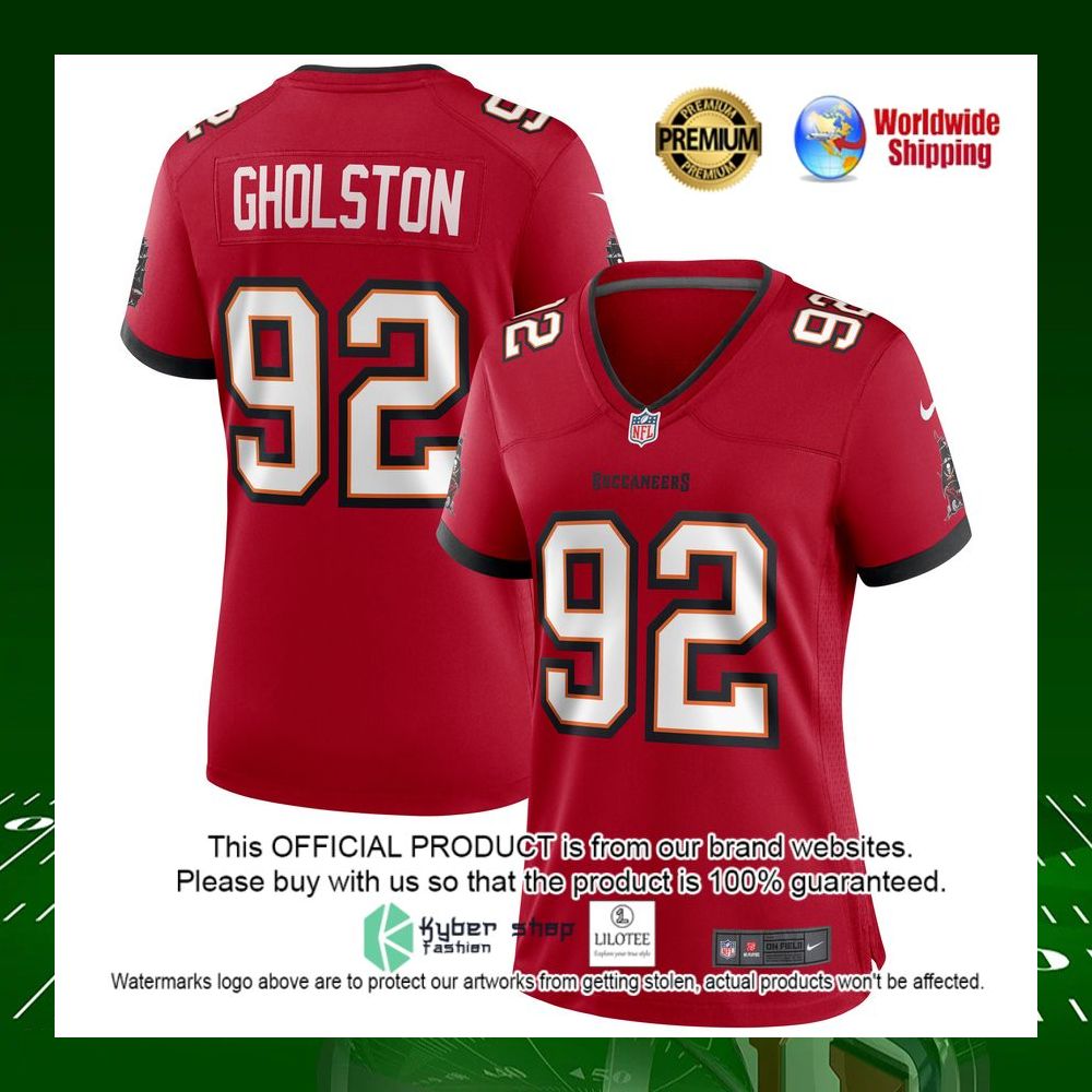 nfl william gholston tampa bay buccaneers nike womens red football jersey 1 32