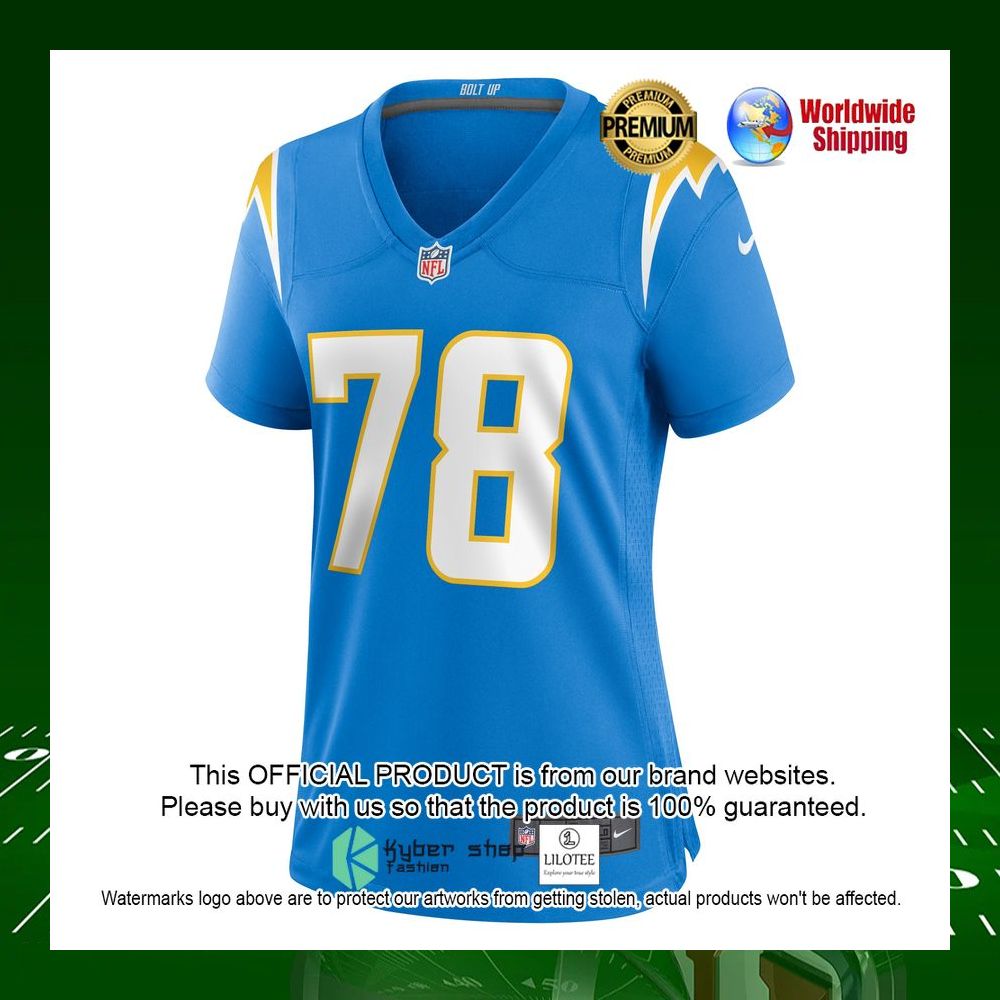 nfl zack bailey los angeles chargers nike womens powder blue football jersey 1 540