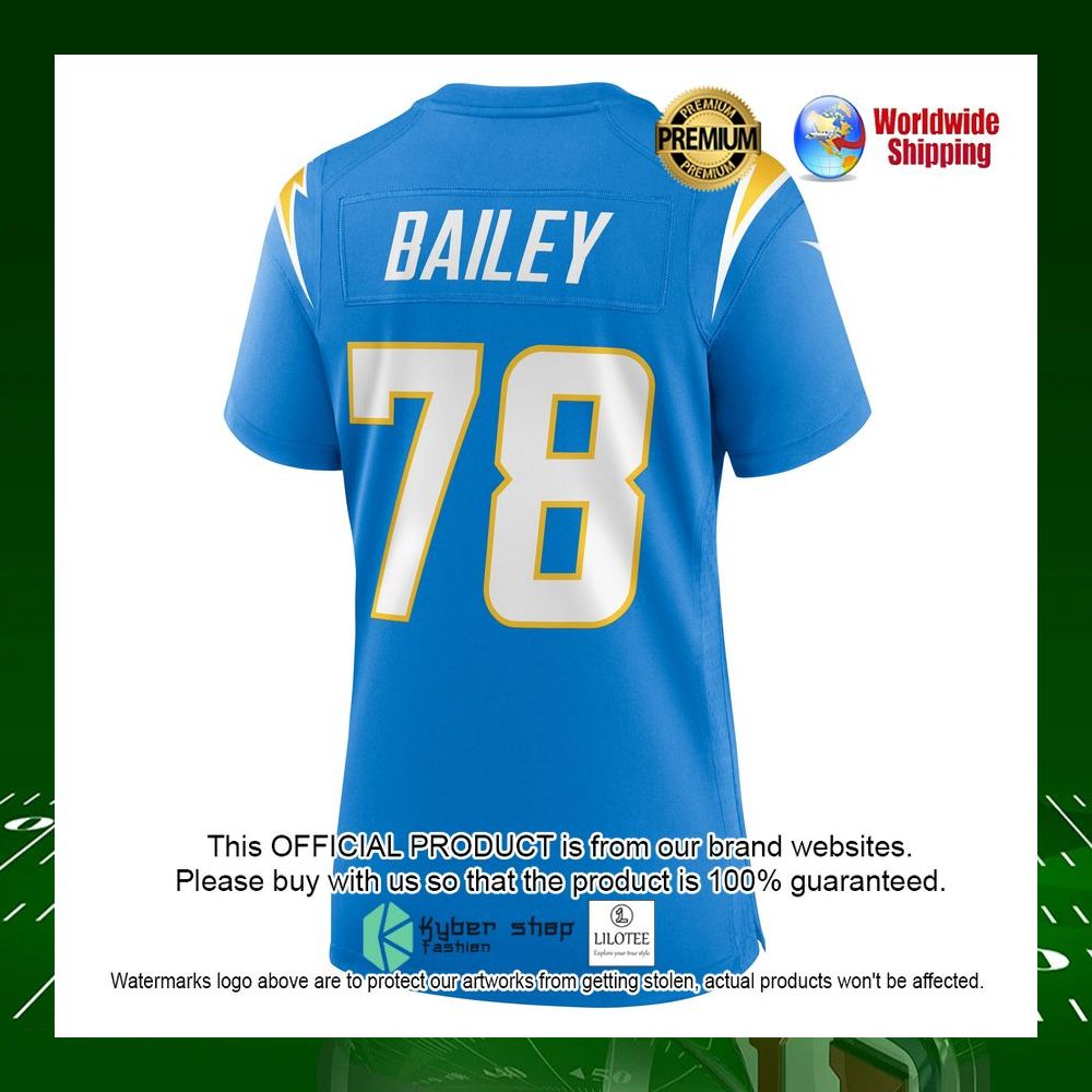 nfl zack bailey los angeles chargers nike womens powder blue football jersey 2 332