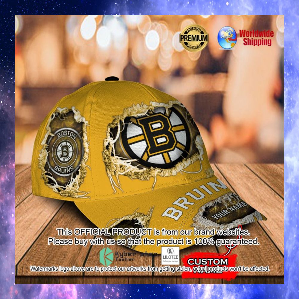 nhl boston bruins custom name cap 1 370