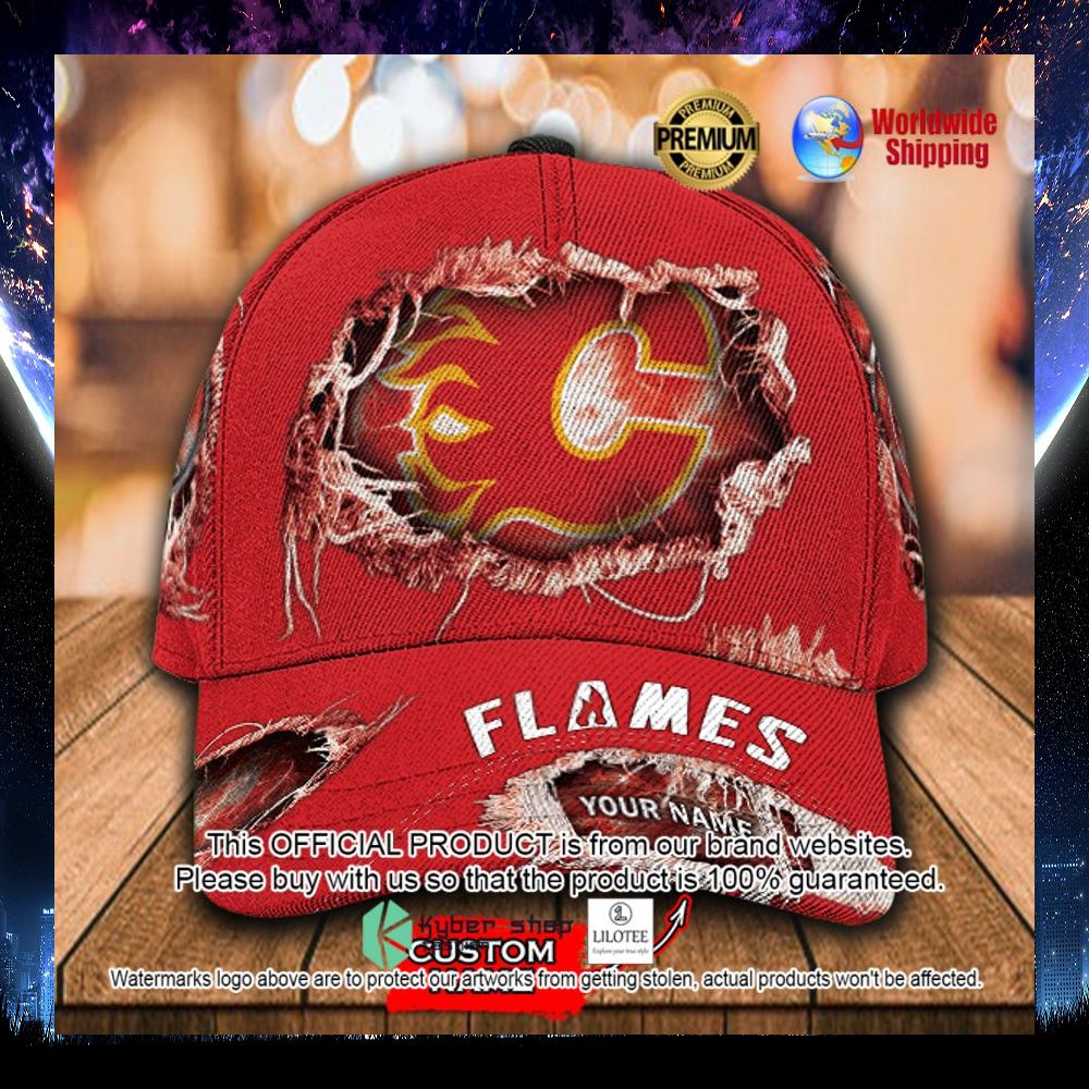 nhl calgary flames custom name cap 1 255