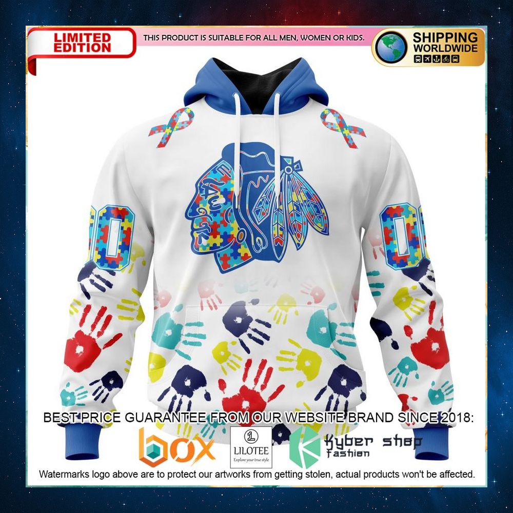 nhl chicago blackhawks autism awareness personalized 3d hoodie shirt 1 970