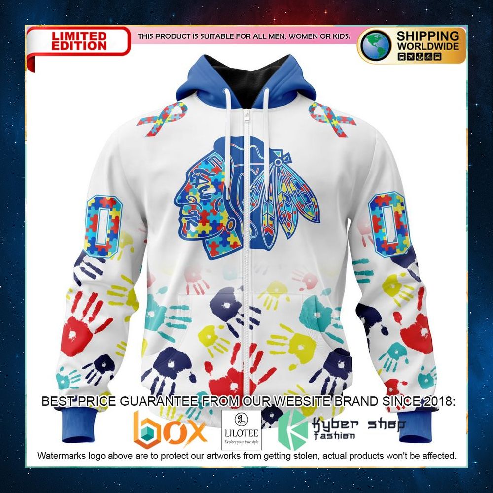 nhl chicago blackhawks autism awareness personalized 3d hoodie shirt 2 266