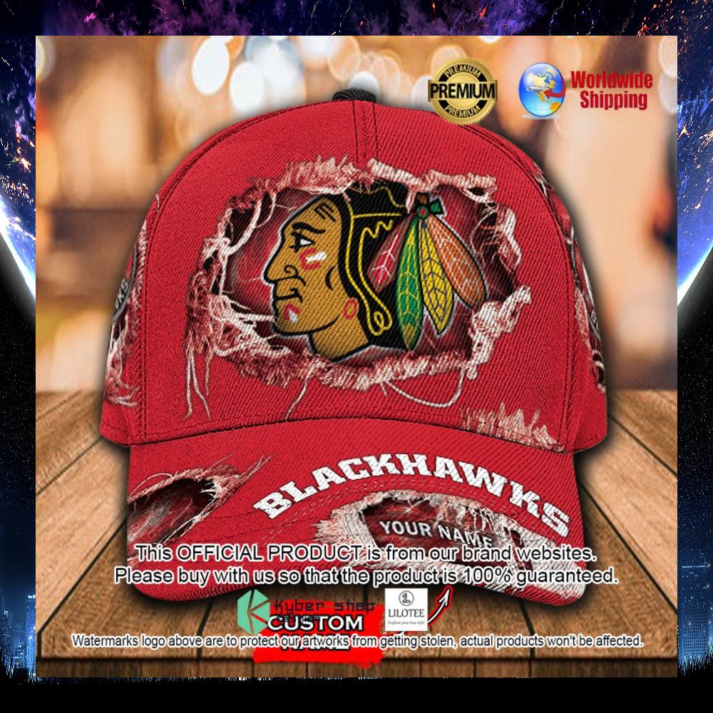 nhl chicago blackhawks custom name cap 1 20