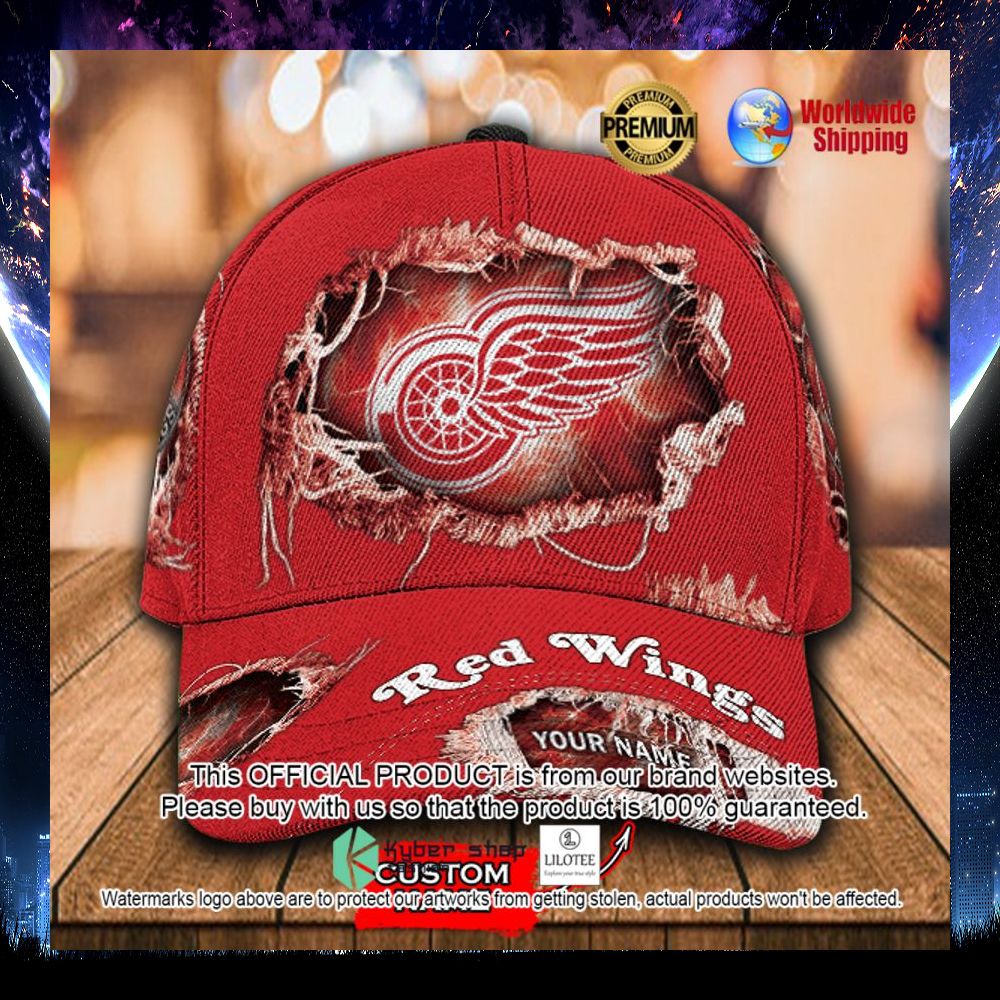nhl detroit red wings custom name cap 1 205