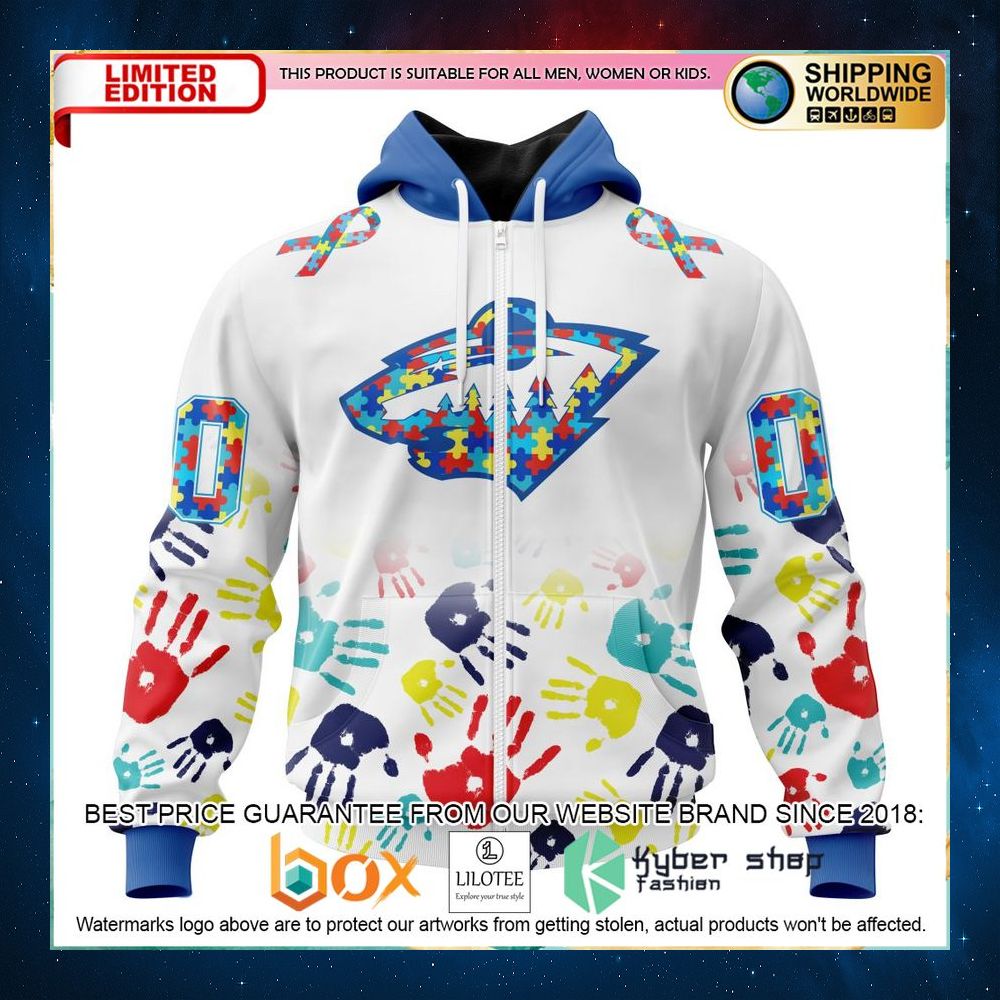 nhl minnesota wild autism awareness personalized 3d hoodie shirt 2 805
