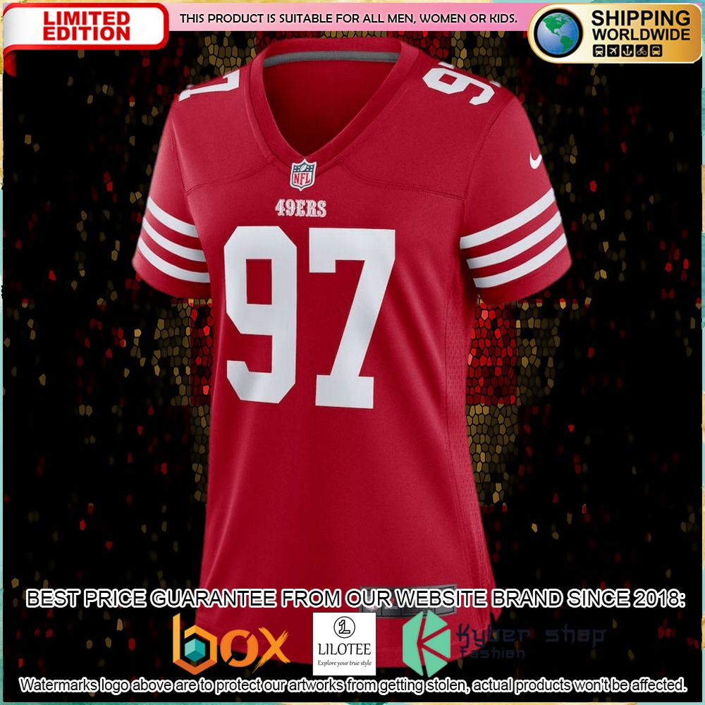 nick bosa san francisco 49ers nike womens scarlet football jersey 2 391