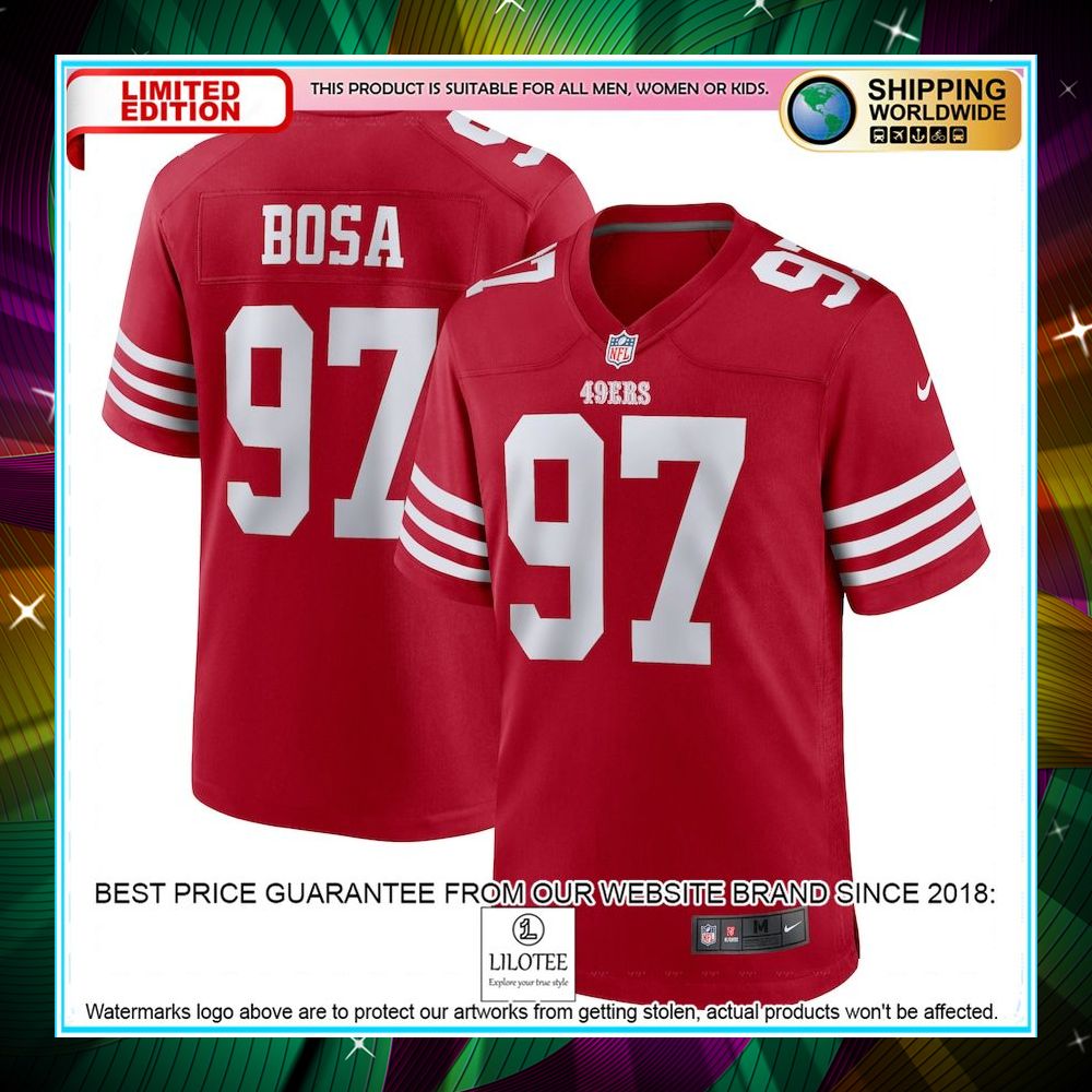 nick bosa san francisco 49ers player scarlet football jersey 1 109