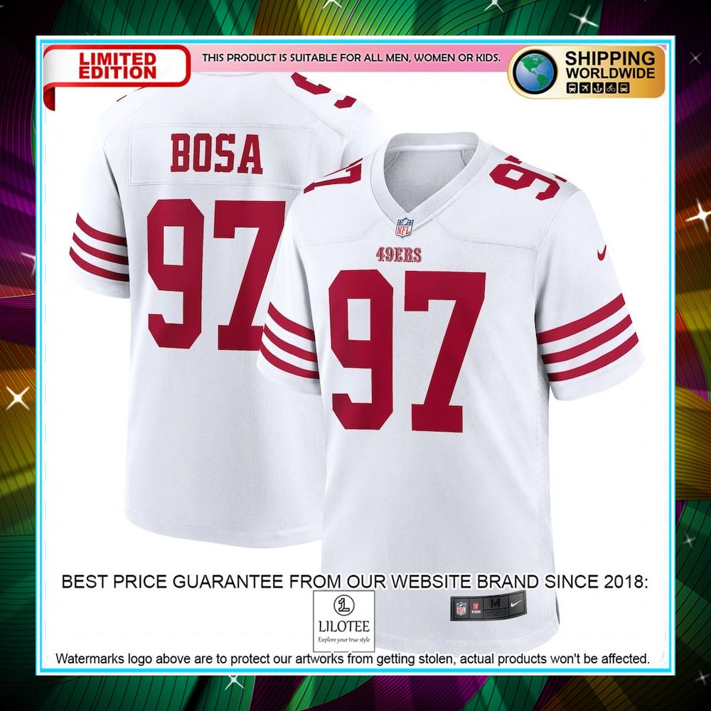 nick bosa san francisco 49ers player white football jersey 1 640