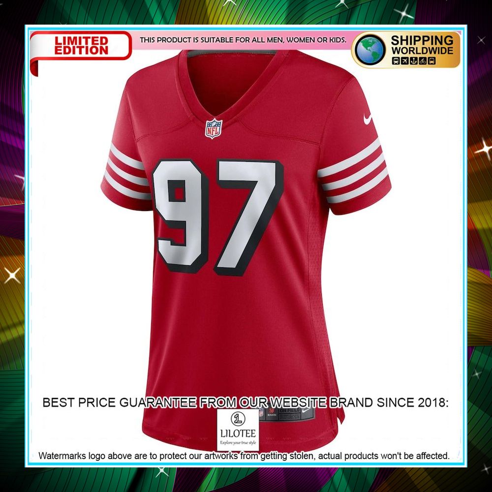 nick bosa san francisco 49ers womens alternate scarlet football jersey 2 29