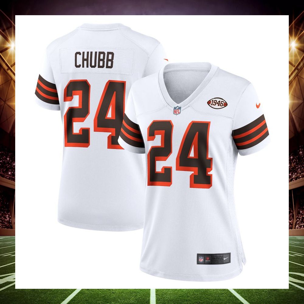 nick chubb cleveland browns 1946 collection alternate white football jersey 1 688