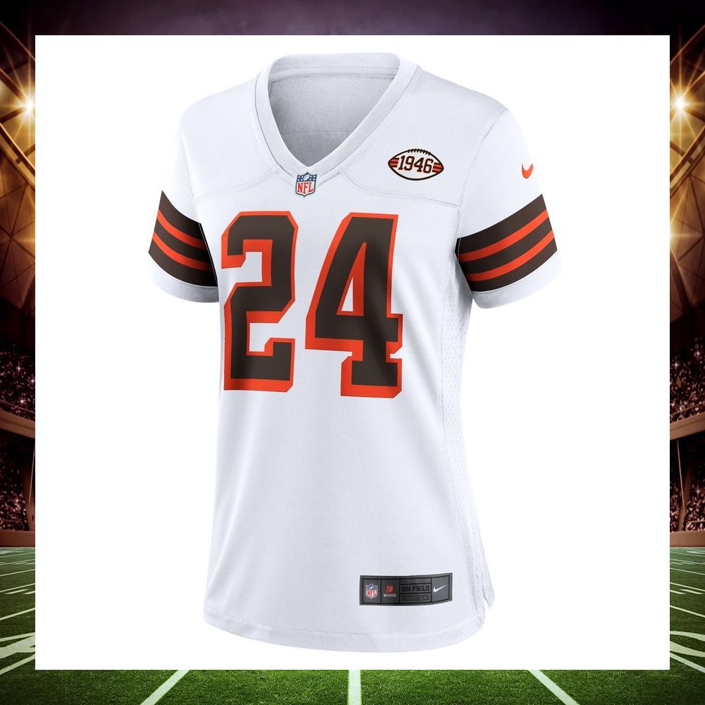 nick chubb cleveland browns 1946 collection alternate white football jersey 2 947