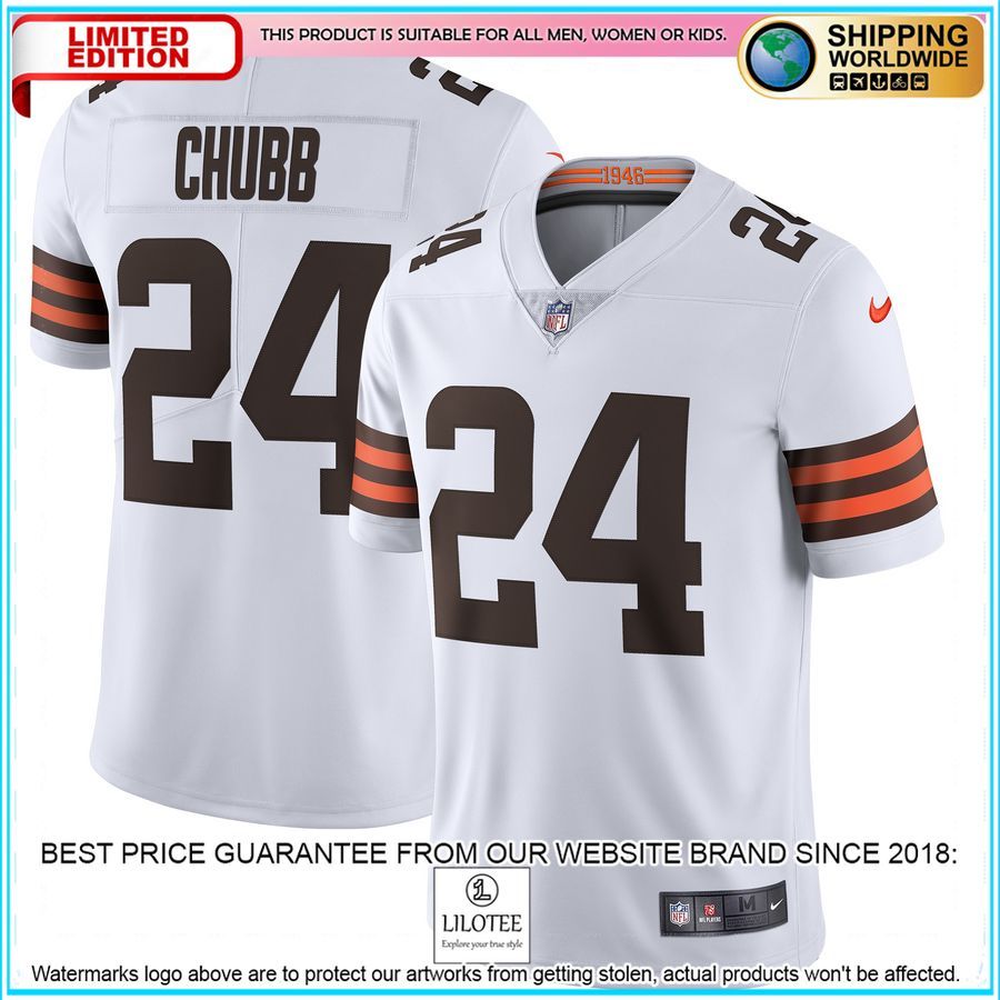 nick chubb cleveland browns vapor white football jersey 1 855