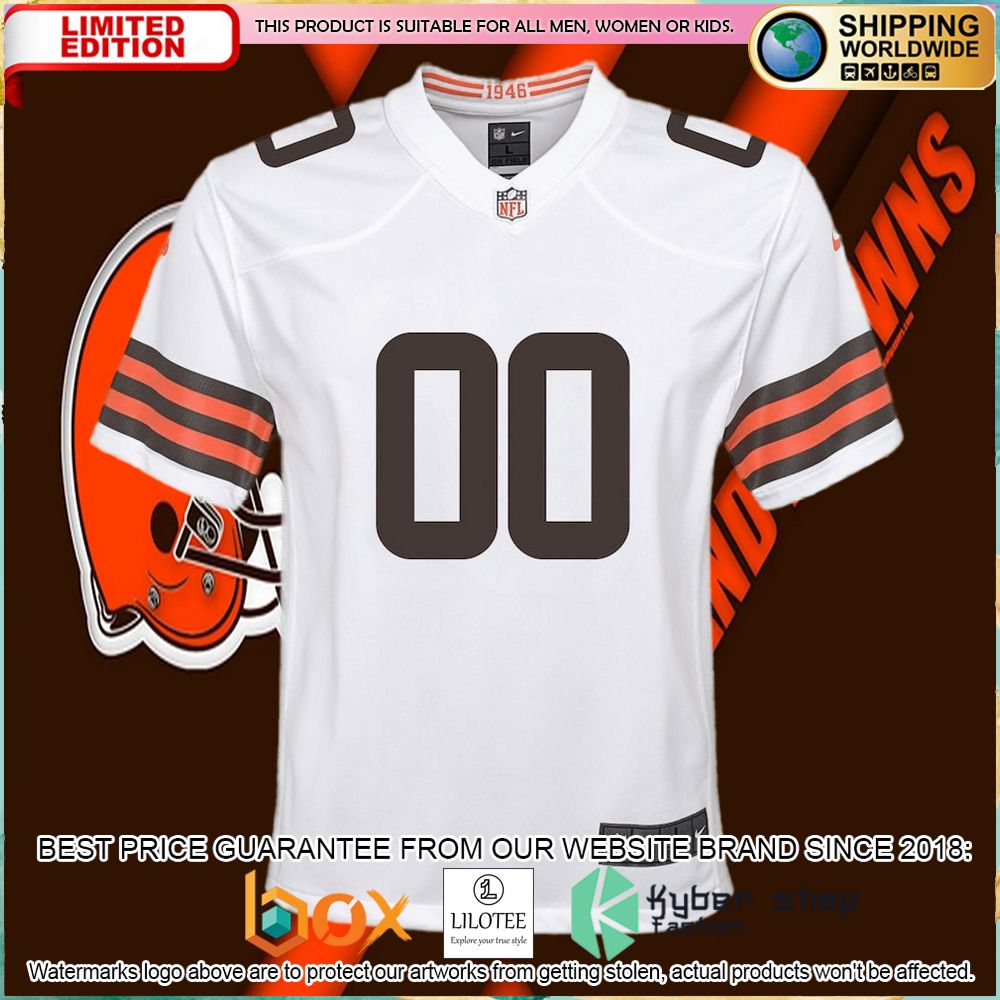 nike cleveland browns youth custom white football jersey 2 718