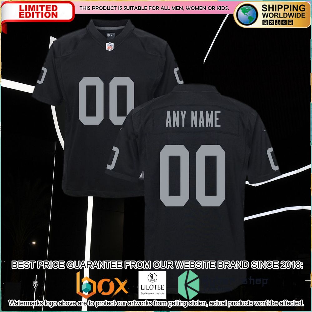 nike las vegas raiders youth custom black football jersey 1 629