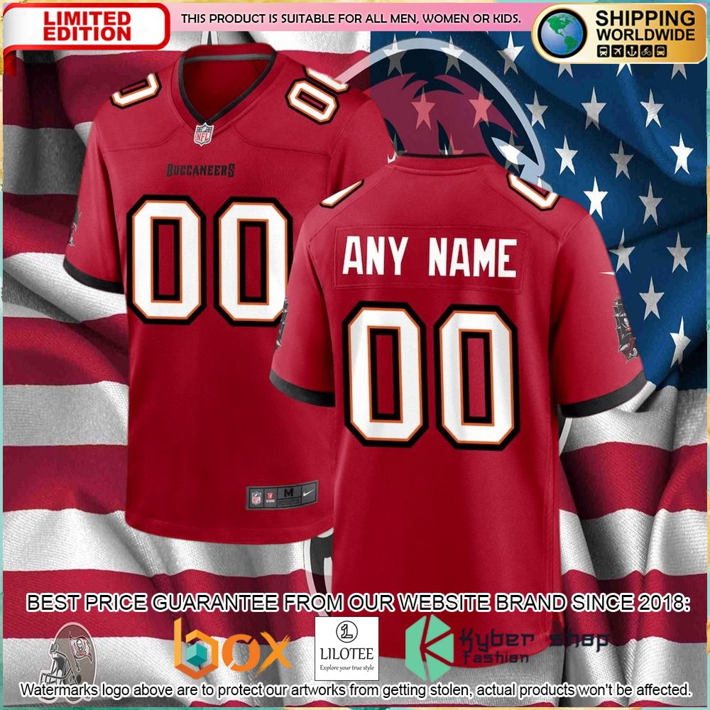 nike tampa bay buccaneers custom red football jersey 1 453