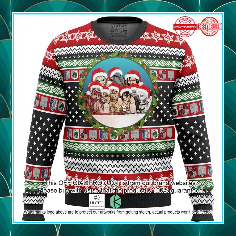 nine titans attack on titan ugly christmas sweater 1 272