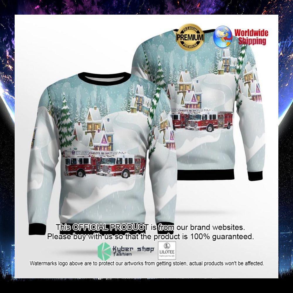 north carolina charlotte fire department ugly sweater 1 863