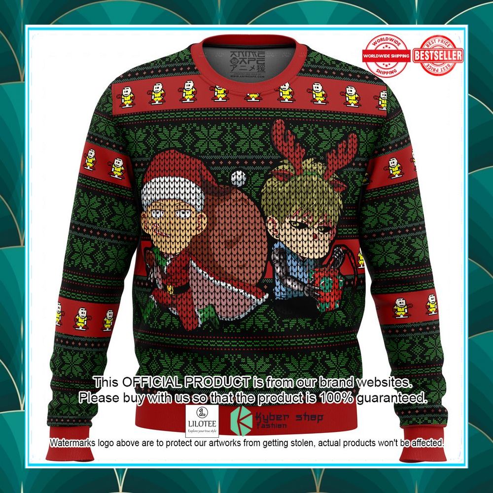 one punch man holiday ugly christmas sweater 1 603