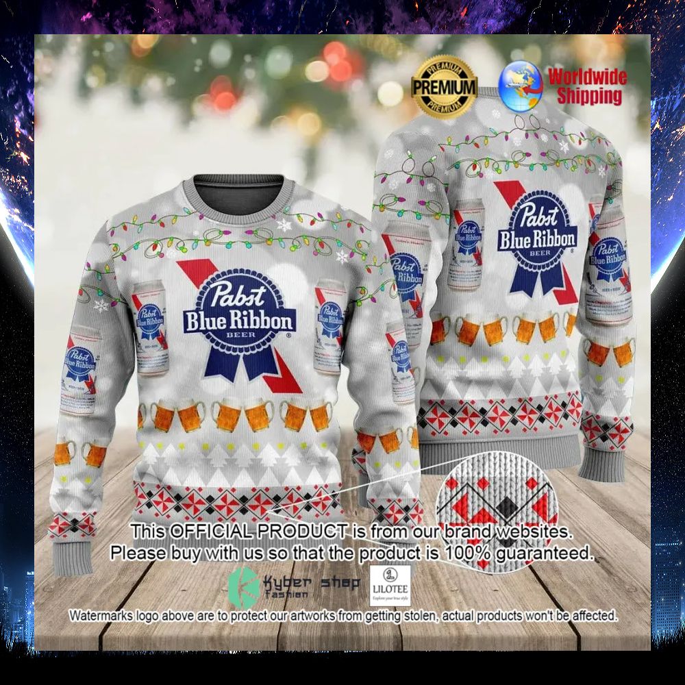 pabst blue ribbon beer grey sweater 1 284