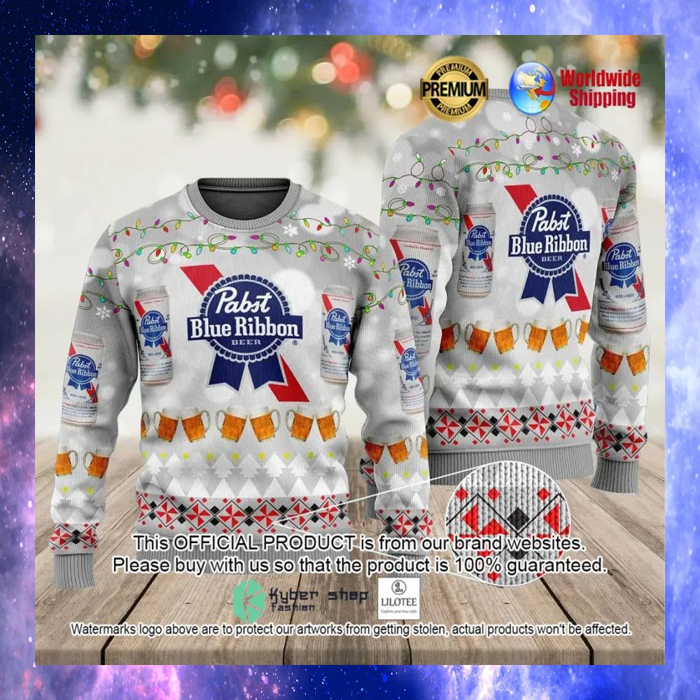 pabst blue ribbon beer grey sweater 1 406
